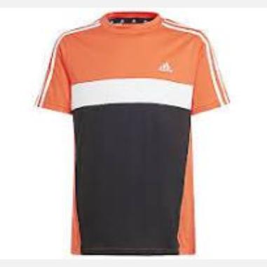 ADIDAS T-SHIRT STRIPES MISURA 13-14 ANNI ORANGE-BLACK-WHITE  (BAMBINI)