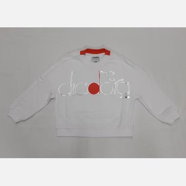 DIADORA FELPA SWEATSHIRT LOGO MISURA S OPTICAL WHITE (BAMBINI)