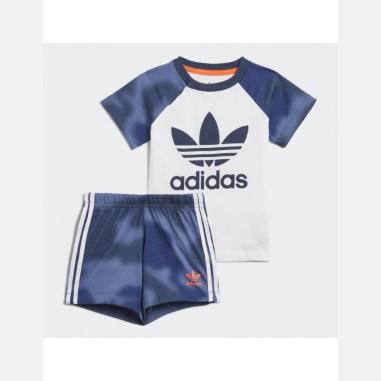 ADIDAS SHORT SET MISURA 6-9 MESI WHITE-CREW BLU (BAMBINO)